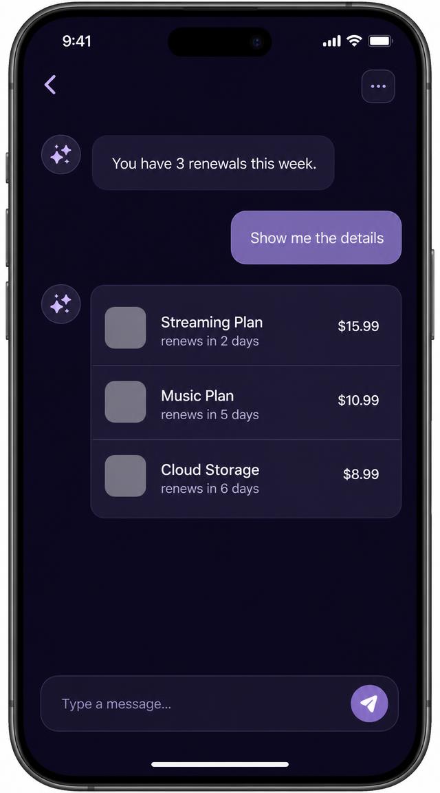 Mobile AI assistant chat conversation