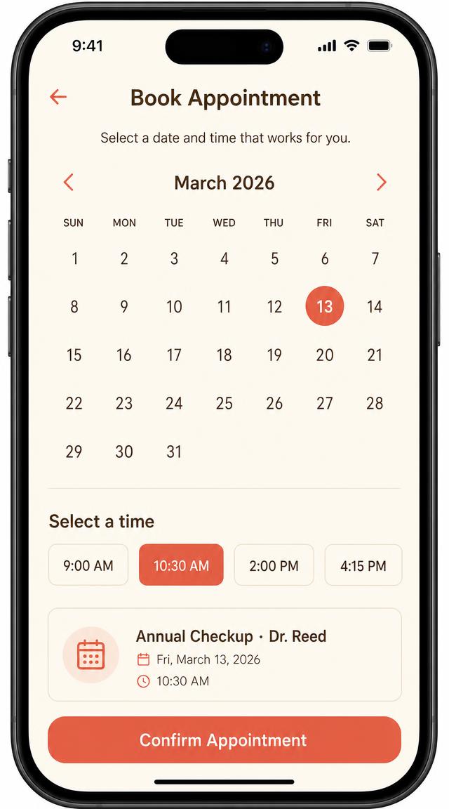 Mobile appointment booking calendar